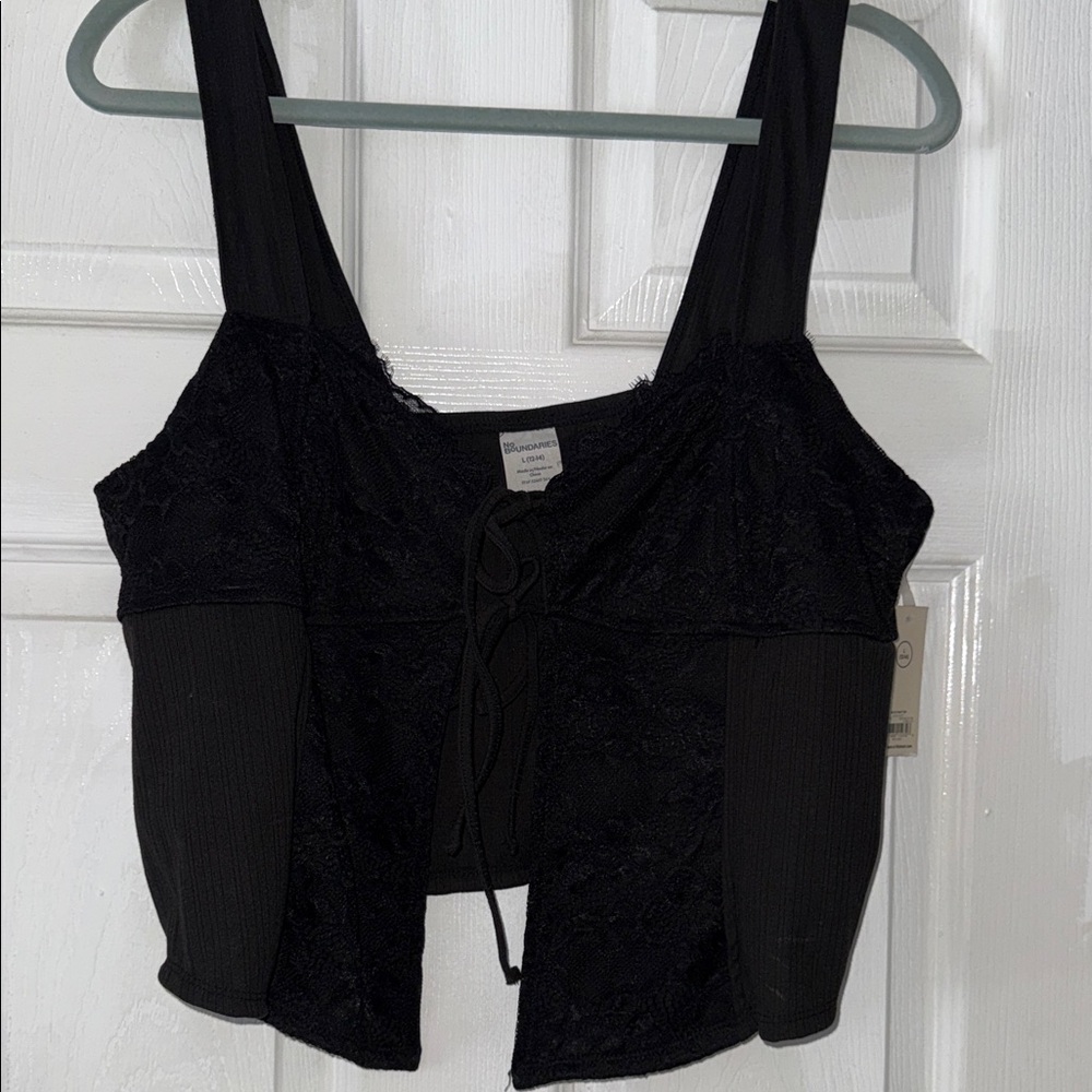 No Boundaries Black Lace-Trim Crop Top